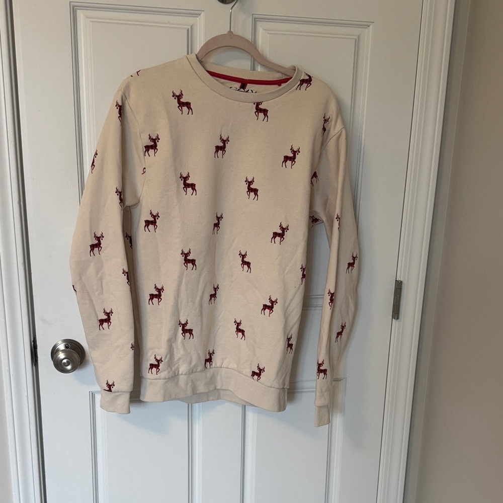 Denim & Flower Red and Cream Reindeer Sweatshirt
